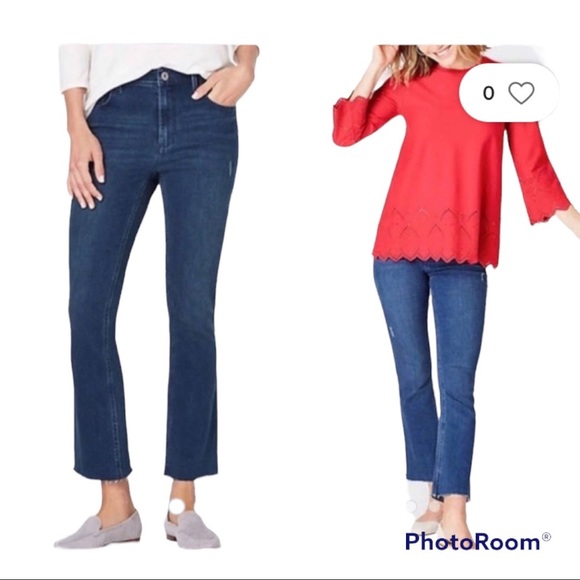 JJill 2019 Kick-Flare Ankle Jeans, Raw hem, ankle cropped jeans; size 4 - Picture 2 of 7